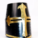 Black Finish Sugarloaf and Brass Design Templar Helmet
